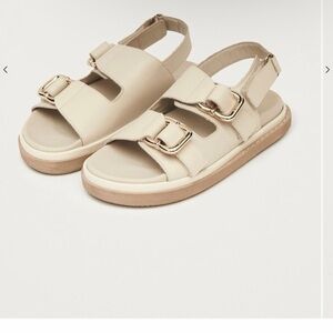 ALOHAS HARPER CREAM LEATHER SANDALS